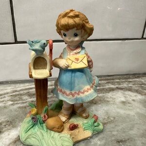 Sweet Dreams Hudson Bonded Porcelain Figurine Girl Mailing A Letter